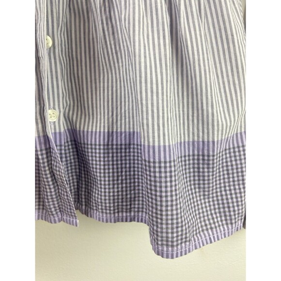 Converse One Star Purple Stripe Button Down Pin Tuck Pleated Women's Size XS - Picture 3 of 5